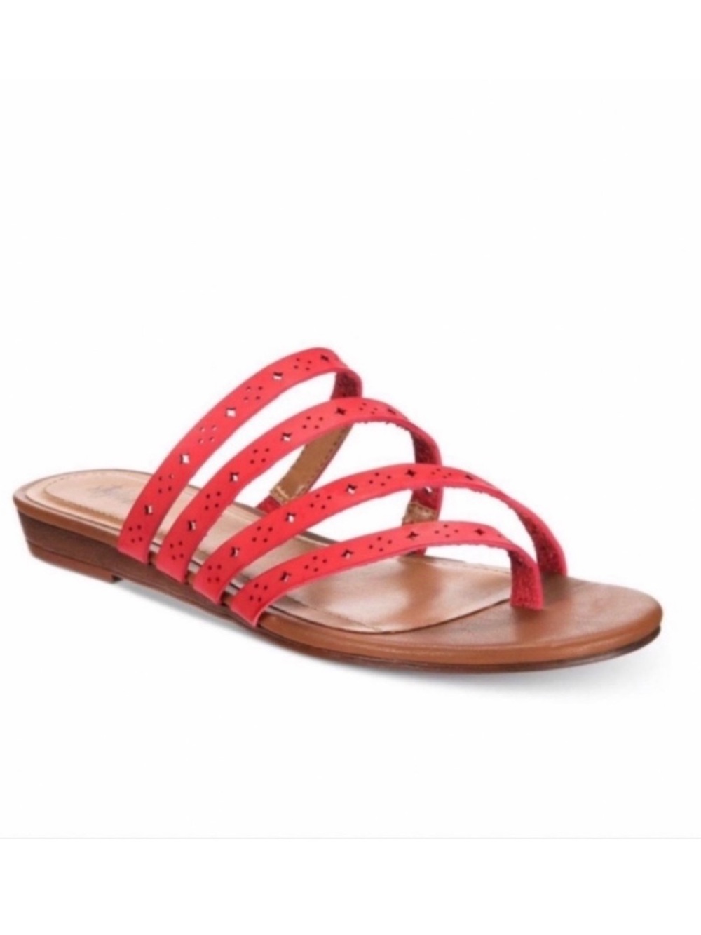 Style & Co Strappy Flat Slide Sandals Red Size 5.5